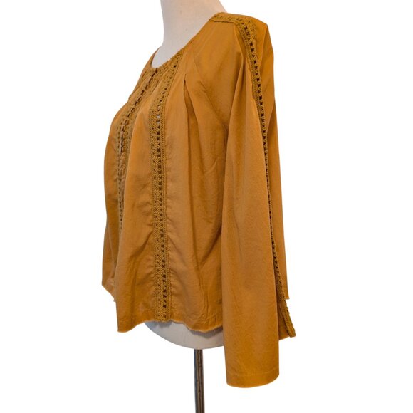 Natural Life Womens Size M Honey Yellow Gold Emma 100% Cotton Crochet Boho Top - Picture 2 of 8